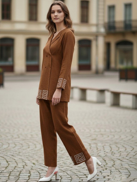 Indibelle Embroidered Cotton V-Neck Tunic & Trousers Co-Ords - Image 3