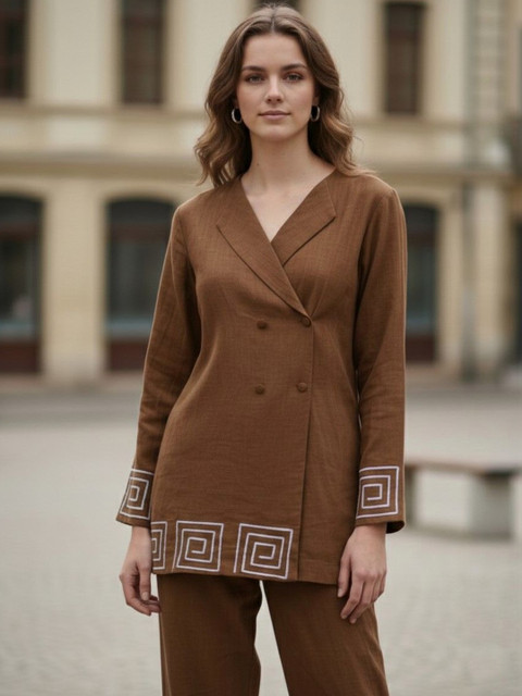 Indibelle Embroidered Cotton V-Neck Tunic & Trousers Co-Ords - Image 4