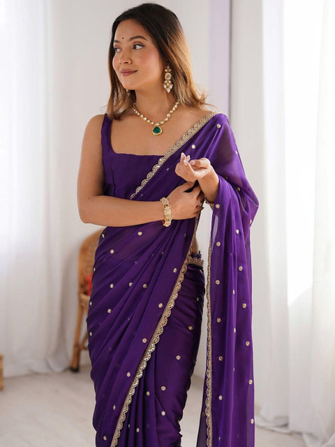 HERE&NOW Embellished Zari Khadi Saree