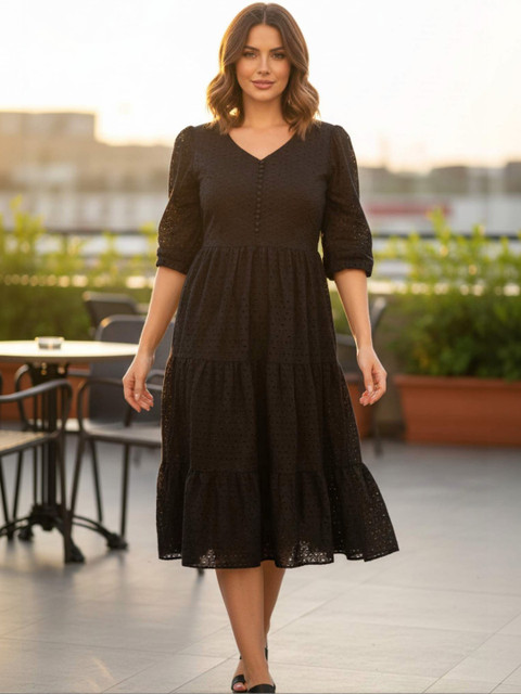 MENSBIT Fit & Flare Midi Dress