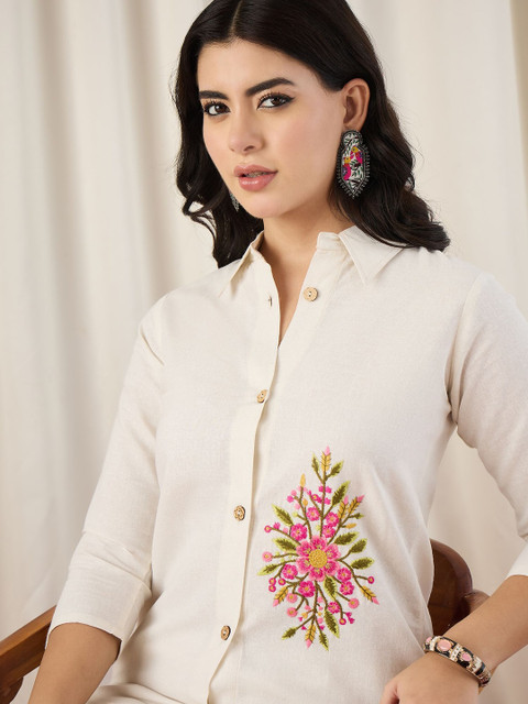 CORSICA Embroidered Shirt Collar Shirt & Trousers Co-Ords - Image 6