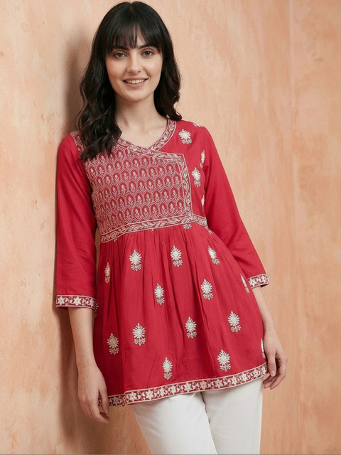 all about you Embellished Embroidered Ethnic Cotton Peplum Top