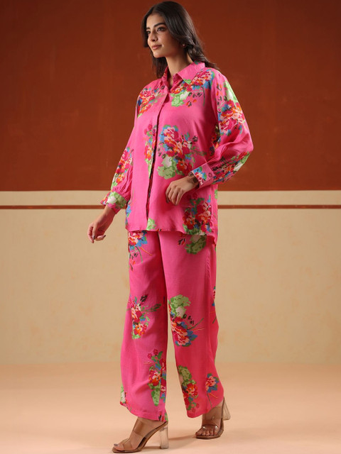 SANSKRUTIHOMES Printed Shirt Collar Shirt & Trousers Co-Ords - Image 3