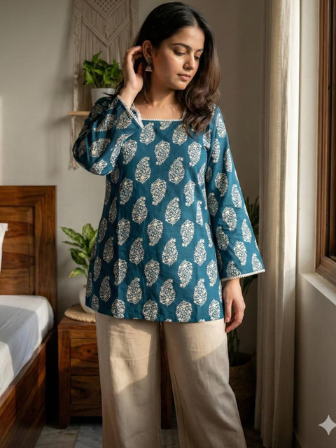 Ishqira Print Flared Sleeve Ethnic Top