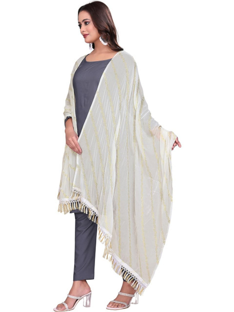 SEKMANY Printed Foil Print Dupatta with Zari