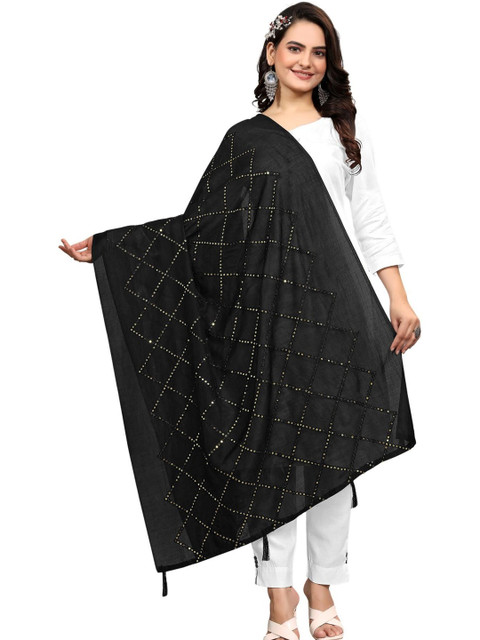 SEKMANY Embroidered Dupatta with Mirror Work