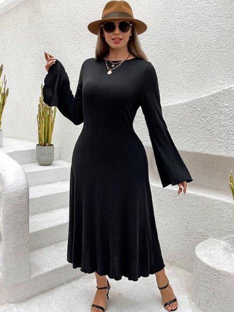 Sztori Bell Sleeve Fit & Flare Midi Dress