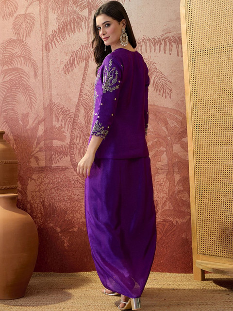 Sangria Embroidered V-Neck Co-Ords - Image 4
