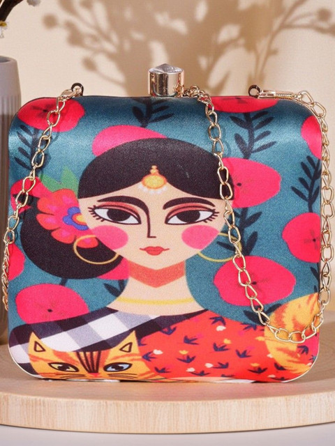 VRPS Handicrafts Printed Box Clutch