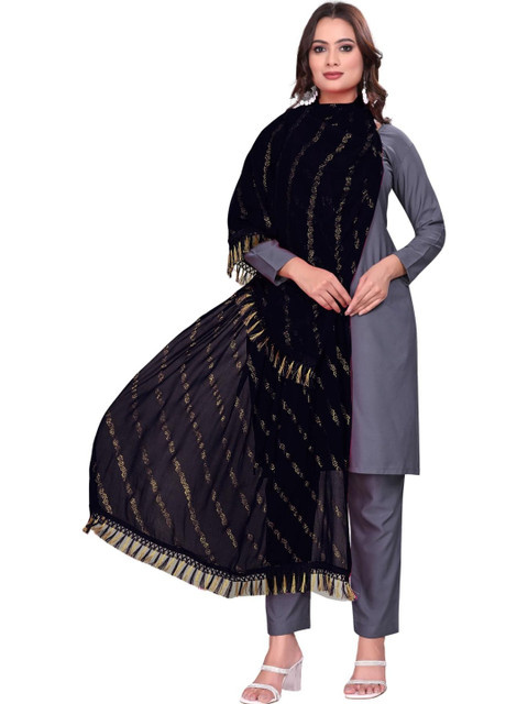 SEKMANY Printed Foil Print Dupatta with Zari