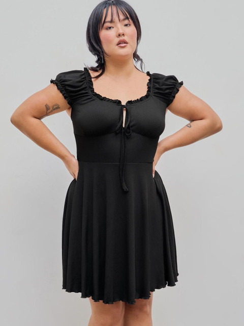 Sztori Puff Sleeve Fit & Flare Dress