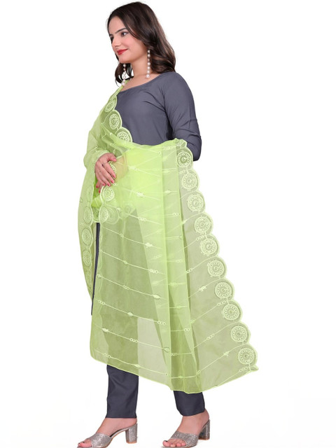 SEKMANY Embroidered Organza Ikat Dupatta with Sequinned - Image 3