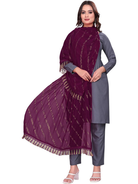 SEKMANY Printed Foil Print Dupatta with Zari