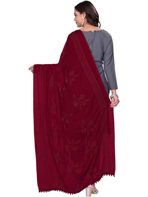SEKMANY Embroidered Ikat Dupatta with Thread Work - Image 5