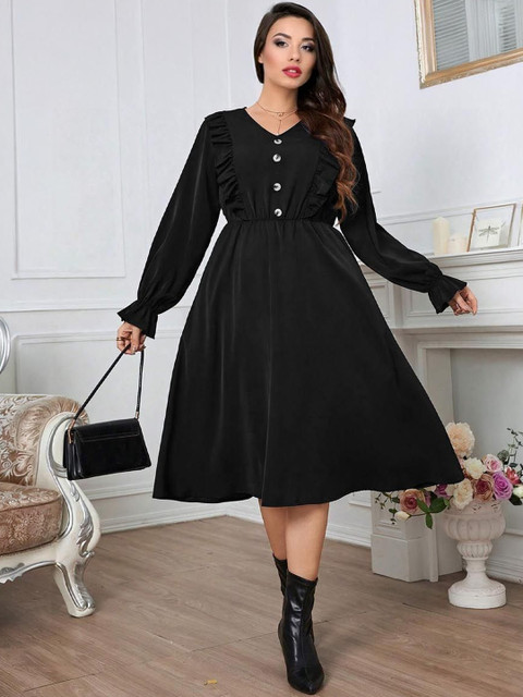 Sztori Ruffled Fit & Flare Midi Dress