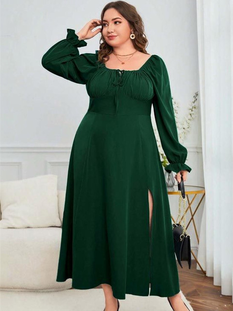 Sztori Bishop Sleeve Fit & Flare Midi Dress