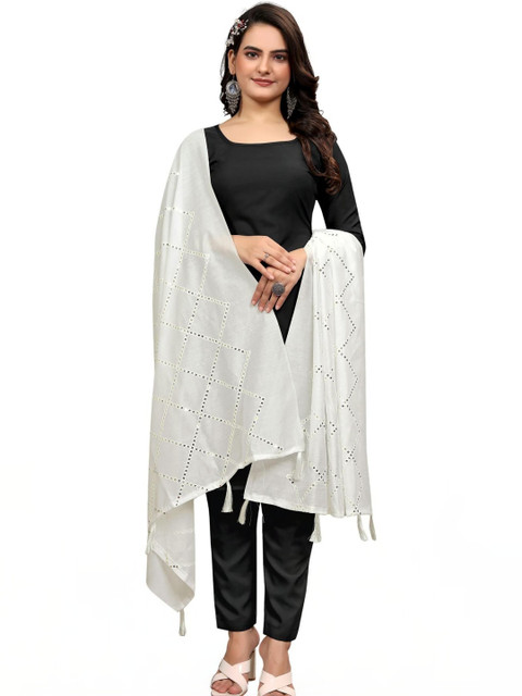 SEKMANY Embroidered Dupatta with Mirror Work