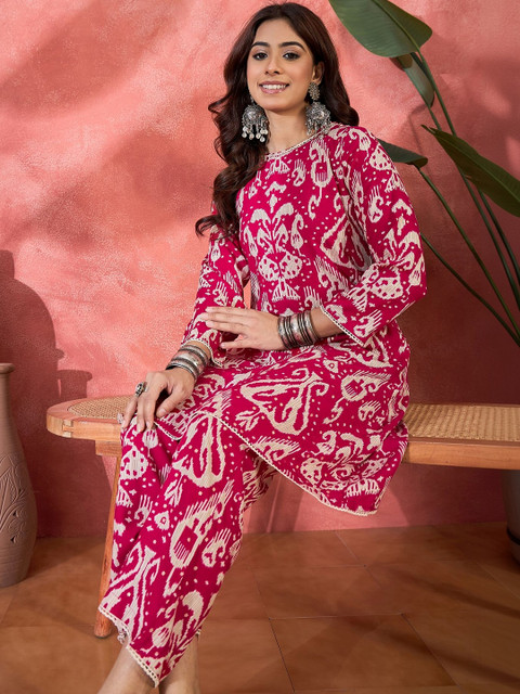 Sangria Printed Round Neck Co-Ords