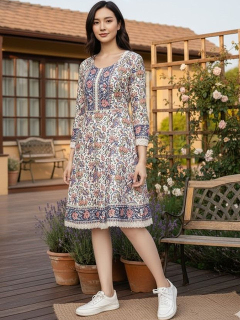 HERE&NOW Floral Print Fit & Flare Dress