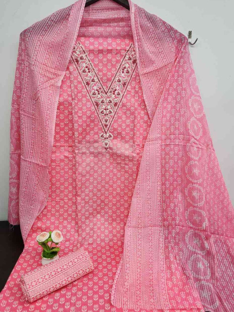 ANUSHEET Printed Pure Cotton Unstitched Dress Material