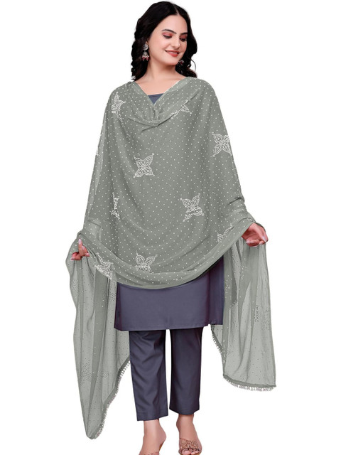 SEKMANY Ikat Dupatta with Beads and Stones