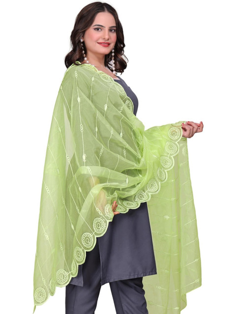 SEKMANY Embroidered Organza Ikat Dupatta with Sequinned - Image 2
