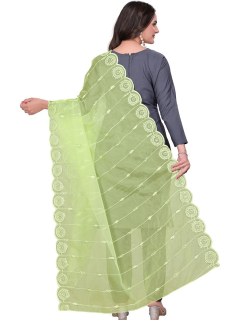 SEKMANY Embroidered Organza Ikat Dupatta with Sequinned - Image 5