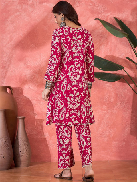 Sangria Printed Round Neck Co-Ords - Image 2