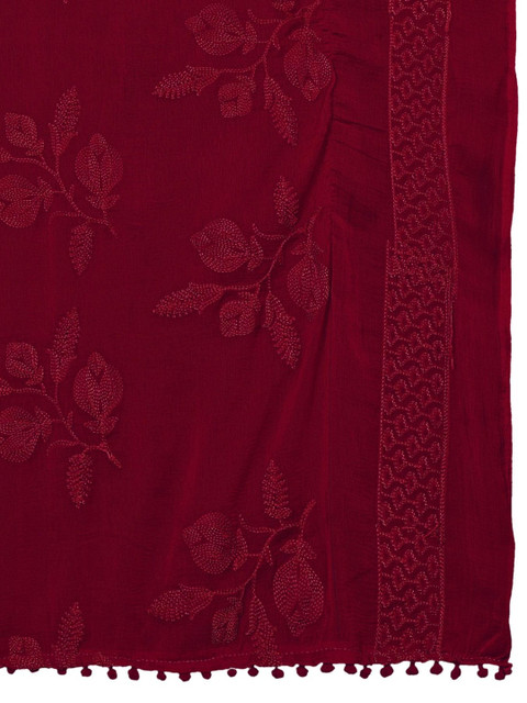 SEKMANY Embroidered Ikat Dupatta with Thread Work - Image 4