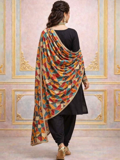 Moda Rapido Ethnic Motifs Printed Kalamkari Dupatta with Gotta Patti - Image 3
