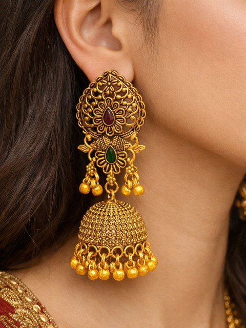 Zeviel Floral Jhumkas Earrings