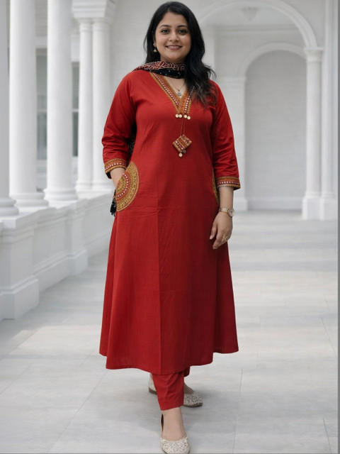 KALINI Women Ethnic Motifs Embroidered Regular Thread Work Kurta with Trousers & With Dupatta - Image 4