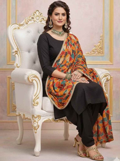 Moda Rapido Ethnic Motifs Printed Kalamkari Dupatta with Gotta Patti - Image 5