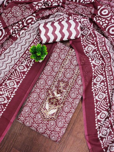 MANVAA Printed Pure Cotton Unstitched Dress Material