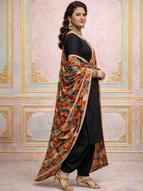 Moda Rapido Ethnic Motifs Printed Kalamkari Dupatta with Gotta Patti - Image 2
