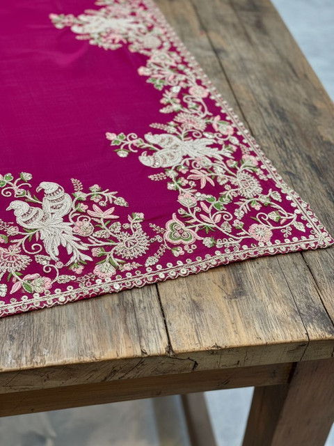 FABLAND Embellished Embroidered Pure Georgette Heavy Work Saree - Image 5