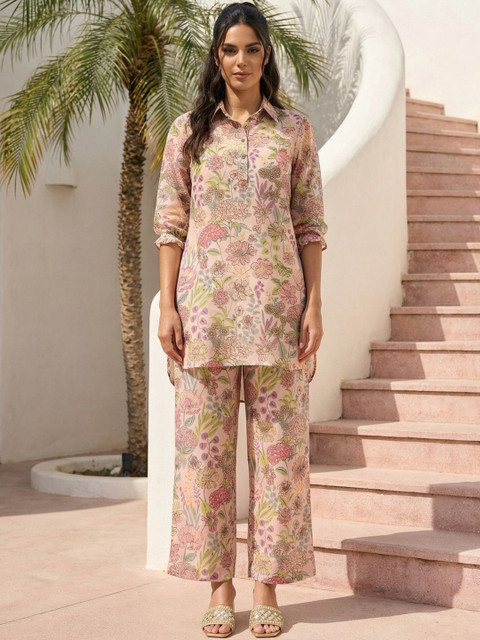 CORSICA Printed Shirt Collar Tunic & Trousers Co-Ords