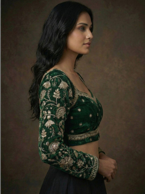 RAGHUVEER CREATION Embroidered Zari Saree Blouse