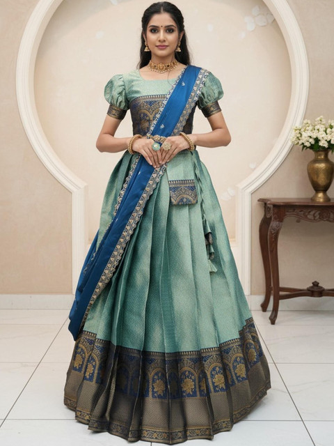 Pink Bindi Semi-Stitched Lehenga & Blouse With Dupatta