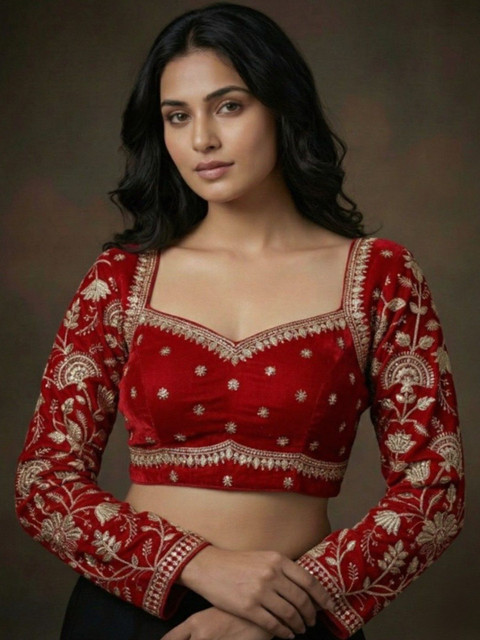 RAGHUVEER CREATION Embroidered Zari Saree Blouse