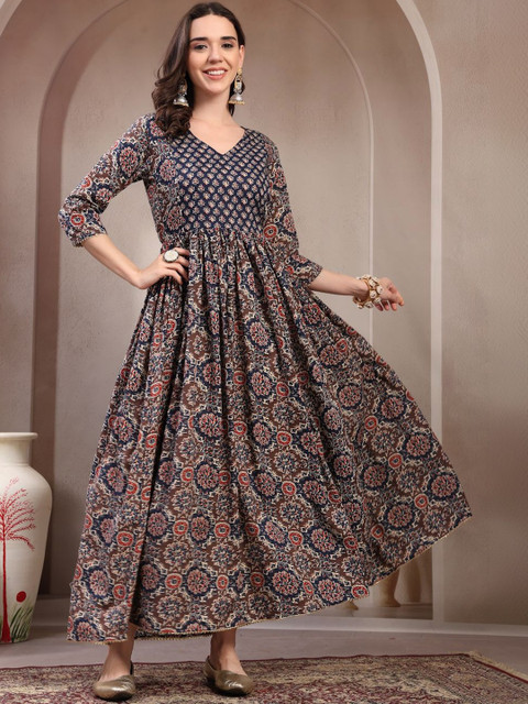 RANGEELO JAIPUR Women Ethnic Motifs Printed Maternity Anarkali Kurta