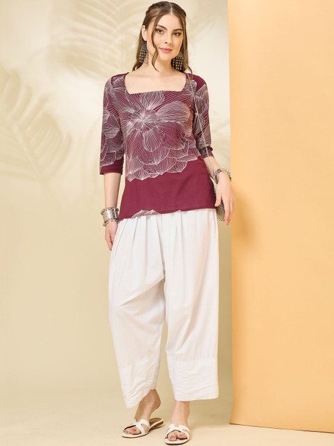 Anouk Mirage Floral Print Cotton Blend Top