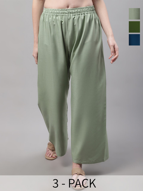 Valles365 by S.C. Women 3 Flared Ethnic Palazzos