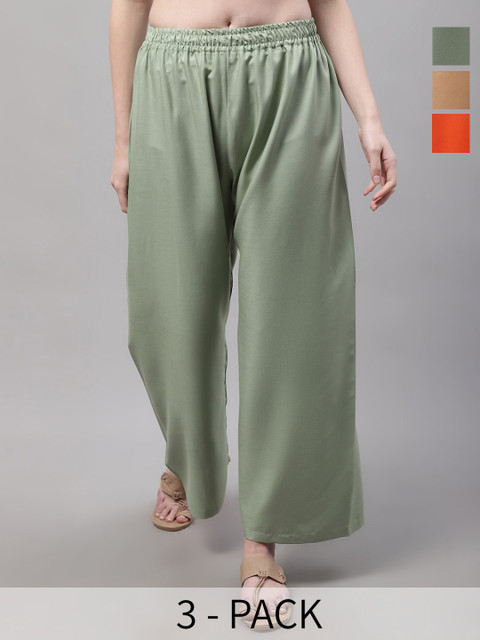 Valles365 by S.C. Women 3 Flared Ethnic Palazzos