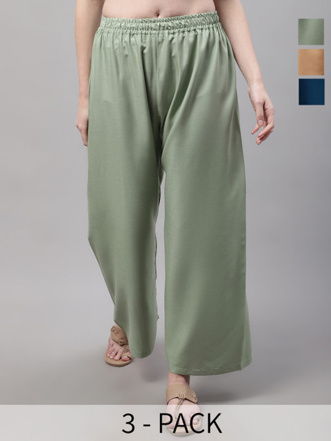 Valles365 by S.C. Women 3 Flared Ethnic Palazzos