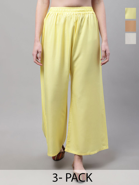 Valles365 by S.C. Women 3 Flared Ethnic Palazzos