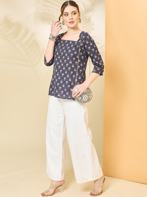 Anouk Mirage Floral Print Cotton Blend Top