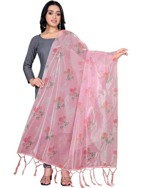 SEKMANY Ethnic Motifs Printed Organza Dupatta