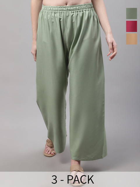 Valles365 by S.C. Women 3 Flared Ethnic Palazzos