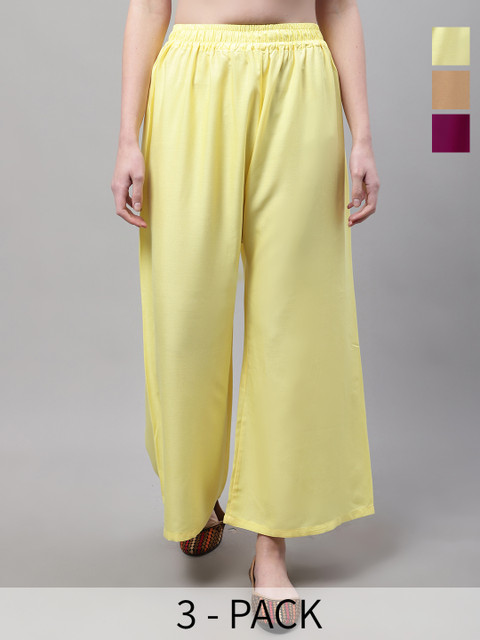 Valles365 by S.C. Women 3 Flared Ethnic Palazzos